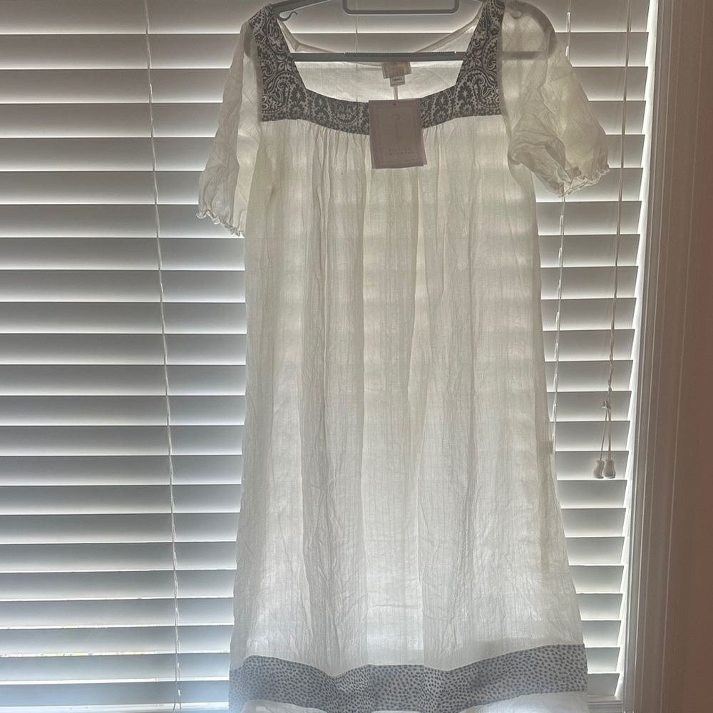 Boho Embroidered White Cotton Dress